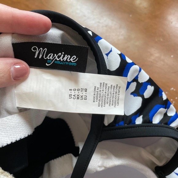 Tankini 8 Maxine of Hollywood Lycra Xtra Life Black Blue White Swim Top Swimsuit - Picture 8 of 11